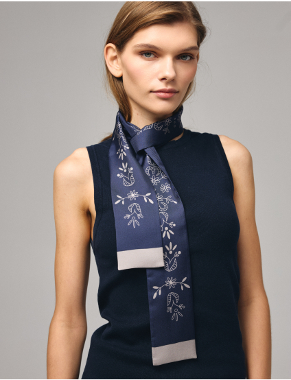 Картинка  Шовкова стрічка Twilly «Мереживо» Navy